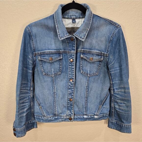 Free People Distressed Denim Blue Jean Jacket - Picture 1 of 10